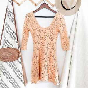 Free People Orange Floral Lace Dress